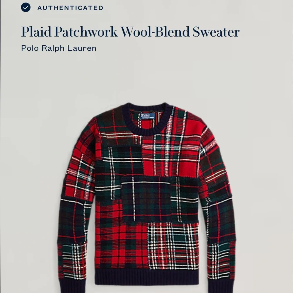 POLO RALPH LAUREN NWT
Wool-Blend Patchwork Plaid Sweater in Sz M - Picture 10 of 12
